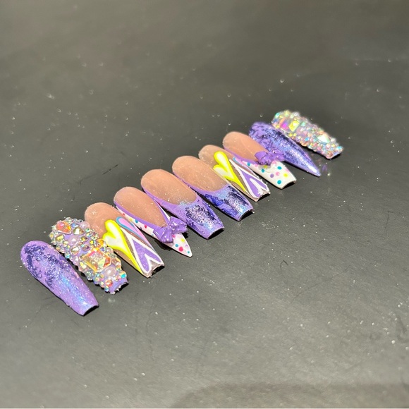 Colorful Rhinestone Nail Art - Picture 2 of 2